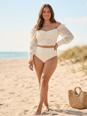 New Floral embroidered crop top in plus  size 3x